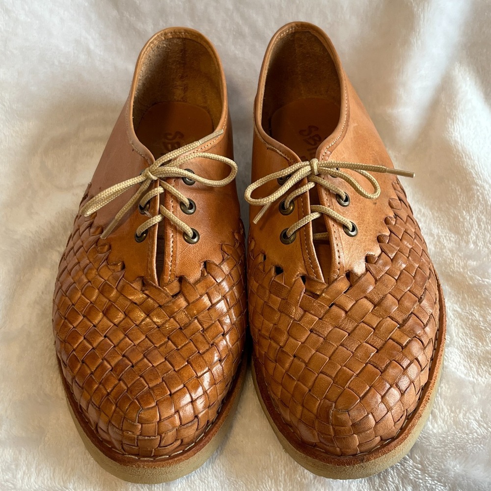Sbicca California Woven Leather Huarache Oxford Shoes Tan Boho Artisan Sz 7